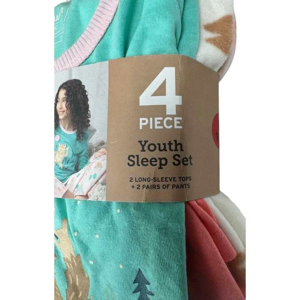 Eddie Bauer Girls Medium 10/12 Youth Pajama Sleep 4-Piece Set PJ Cozy Warm New